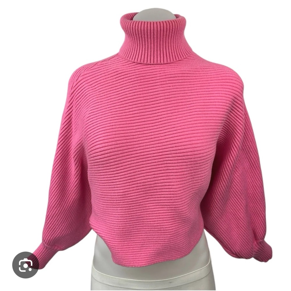 ZARA Ribbed Turtleneck Batwing Cropped Sweater